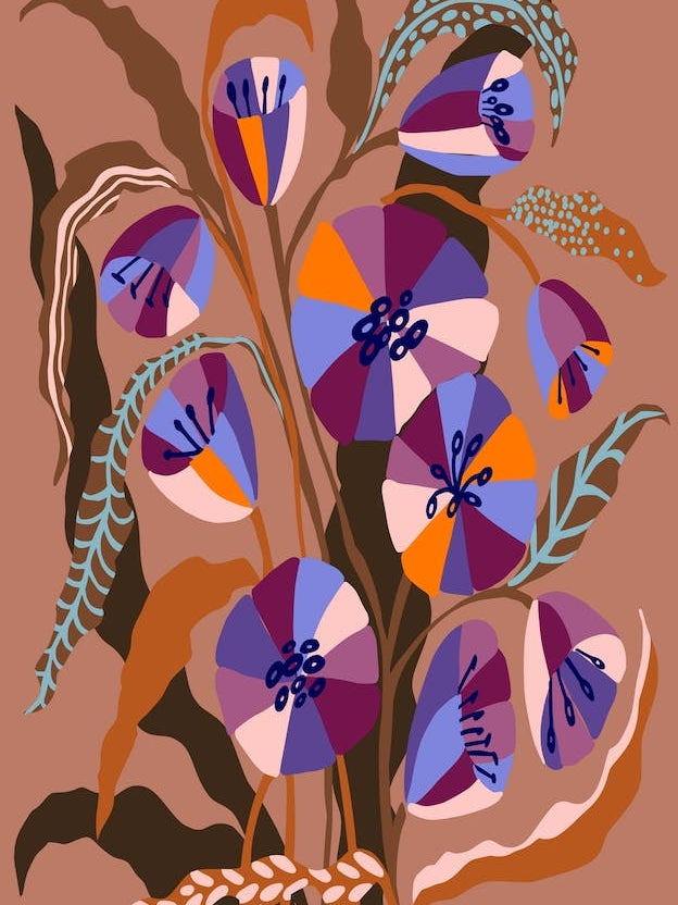 Still Life Brown And Blue Autumn Flowers