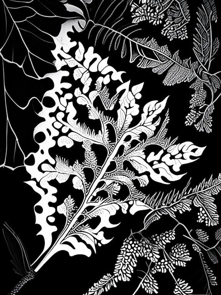 Oregon Grape Leaf Linocut 2
