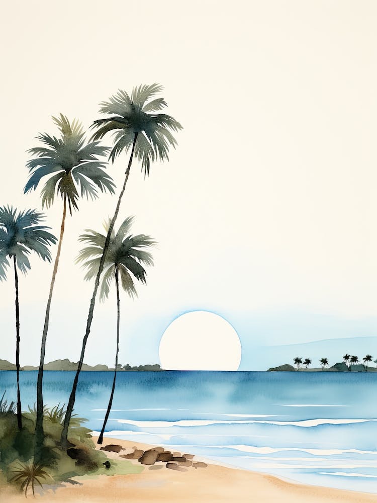 Watercolour Of Praia Dos Carneiros   Pernambuco Brazil 3