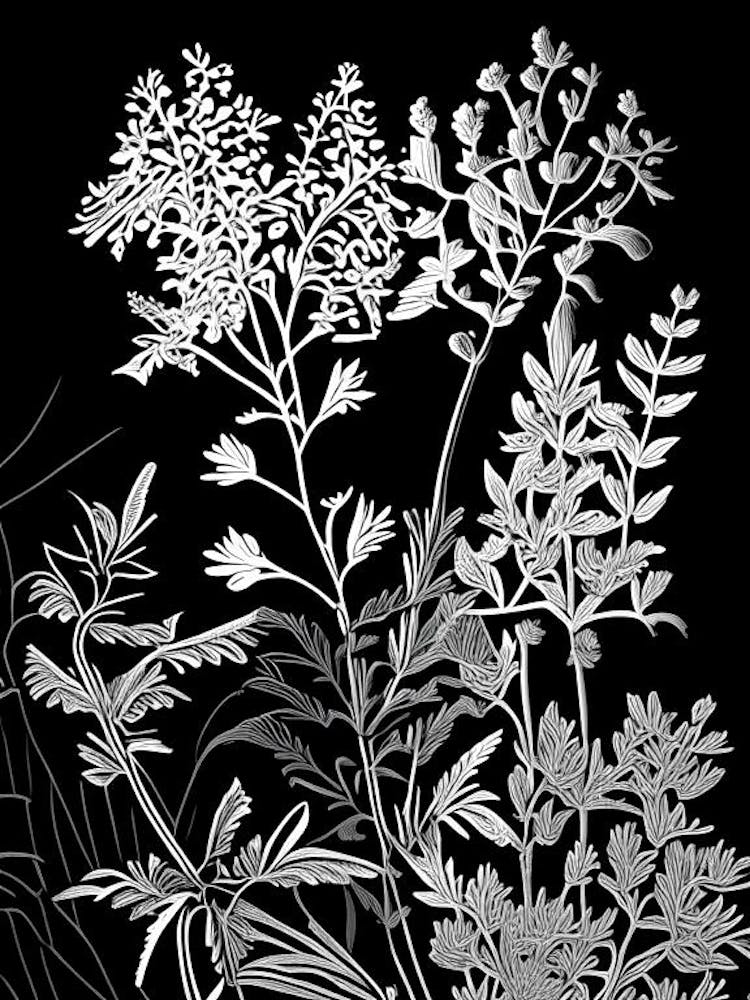 Rue des murailles, fleur sauvage, linogravure 1