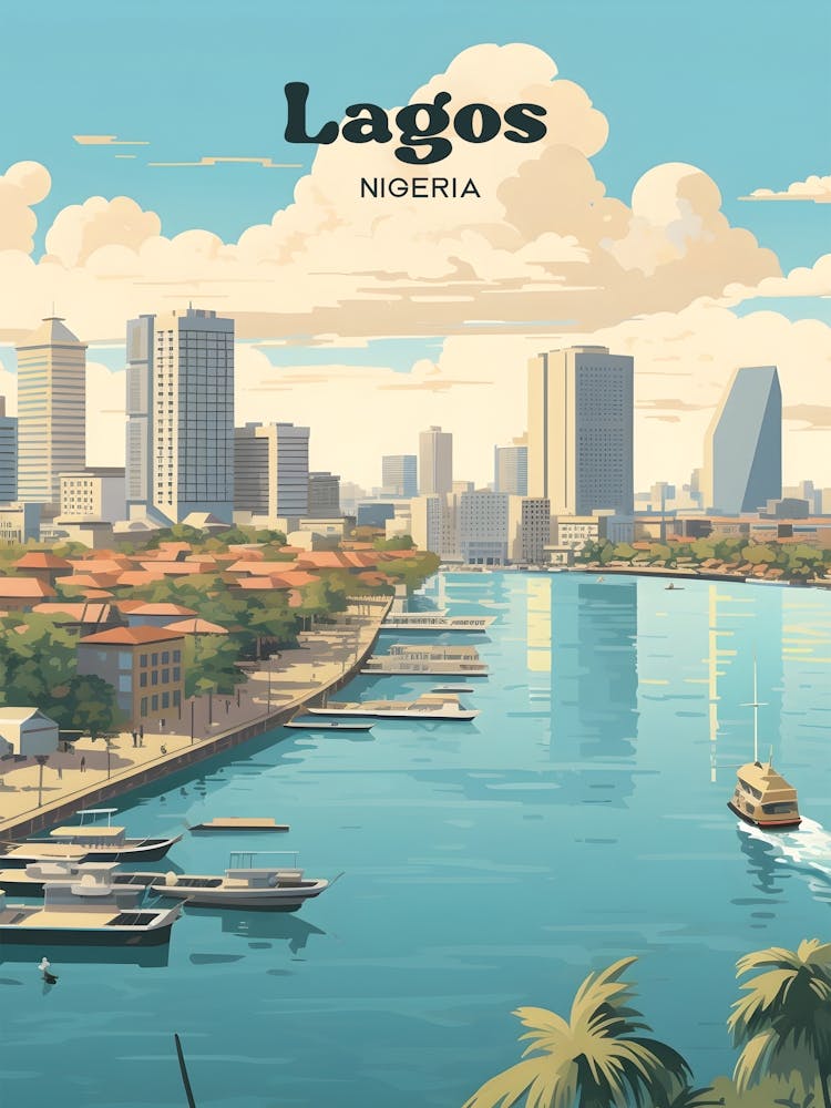 Lagos Nigeria Victoria Island Modern Travel Art