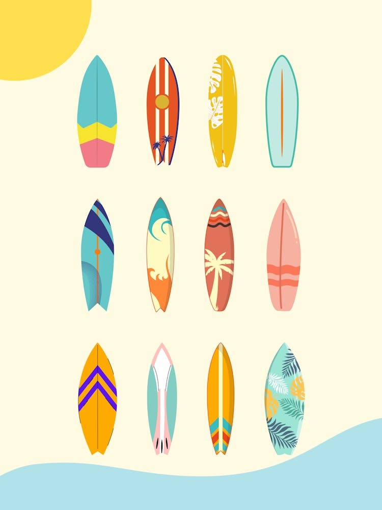 Surfbretter Sonne und Wellen Surfer