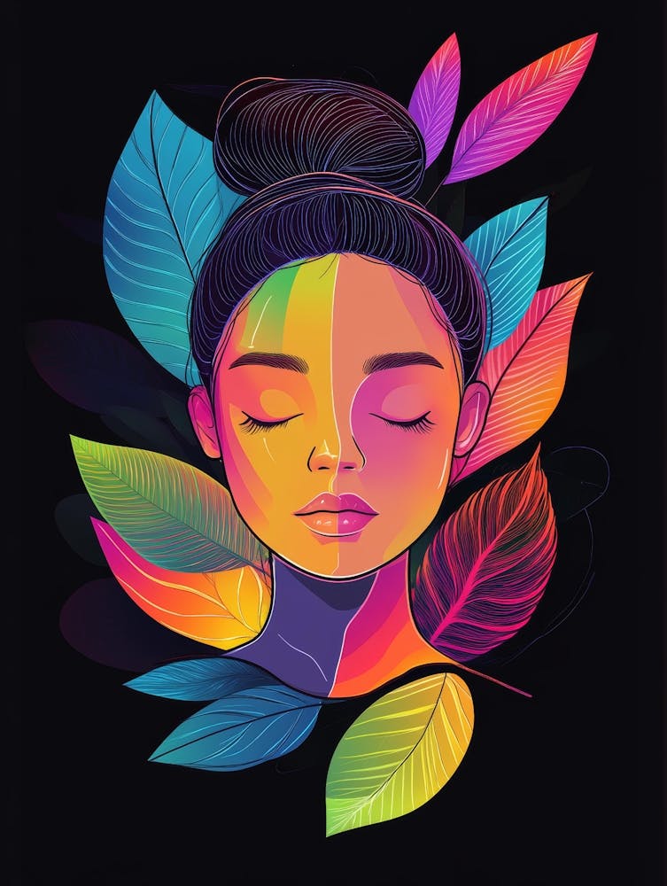 Colorful Woman With Leaves 2
