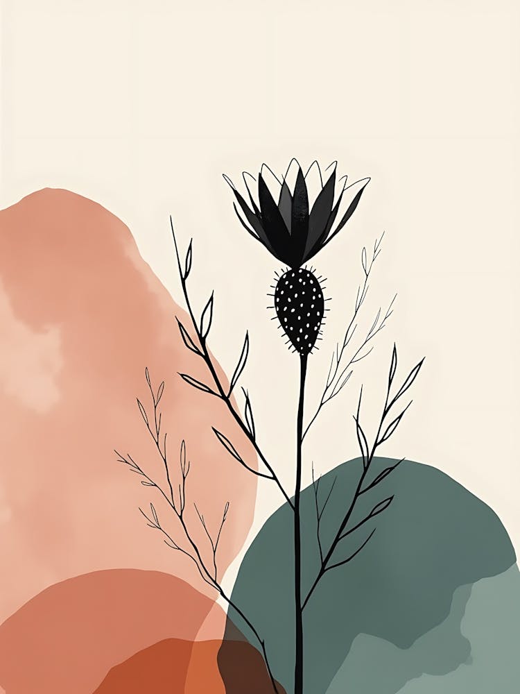 Soft Beige Leaves on Minimal Canvas