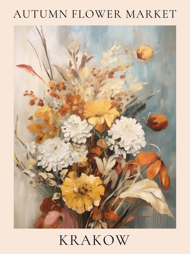 Autumn Flower Market Poster Krakow