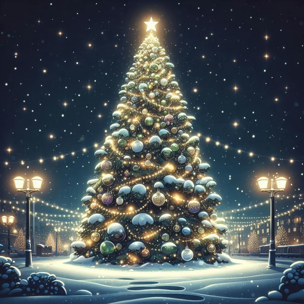 Christmas Tree At Night