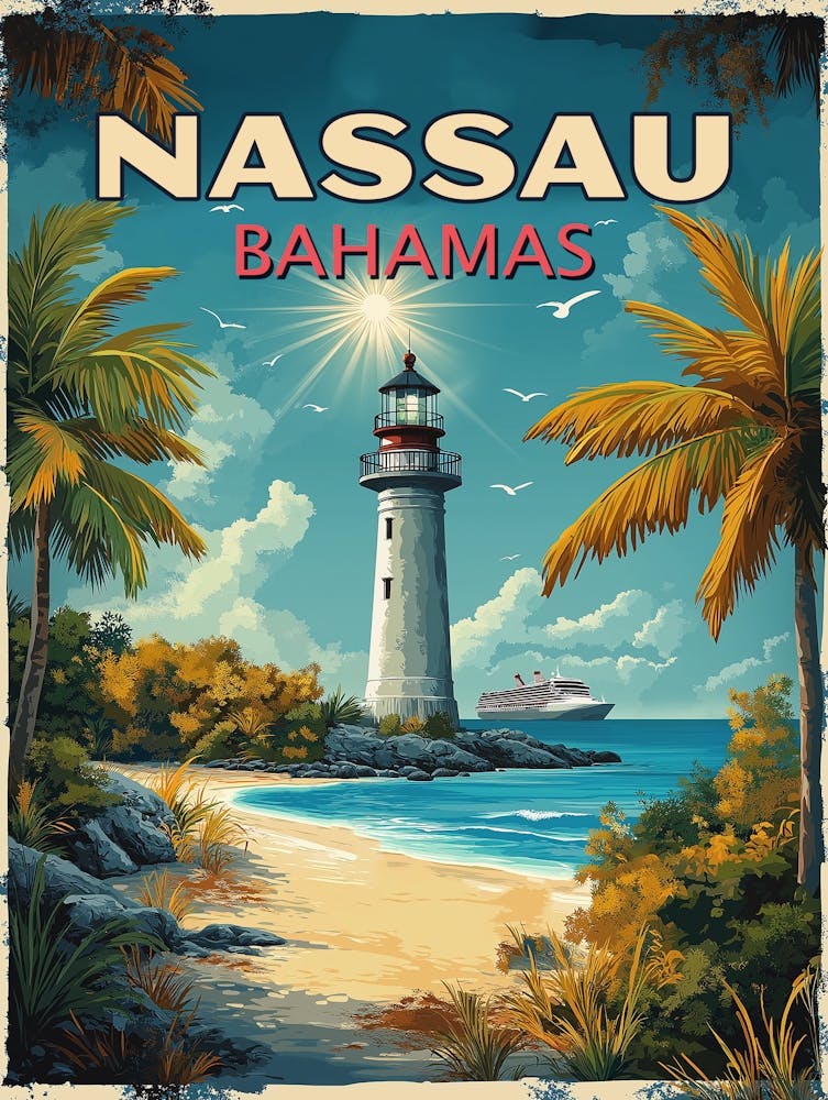 Vintage Nassau Bahamas Poster