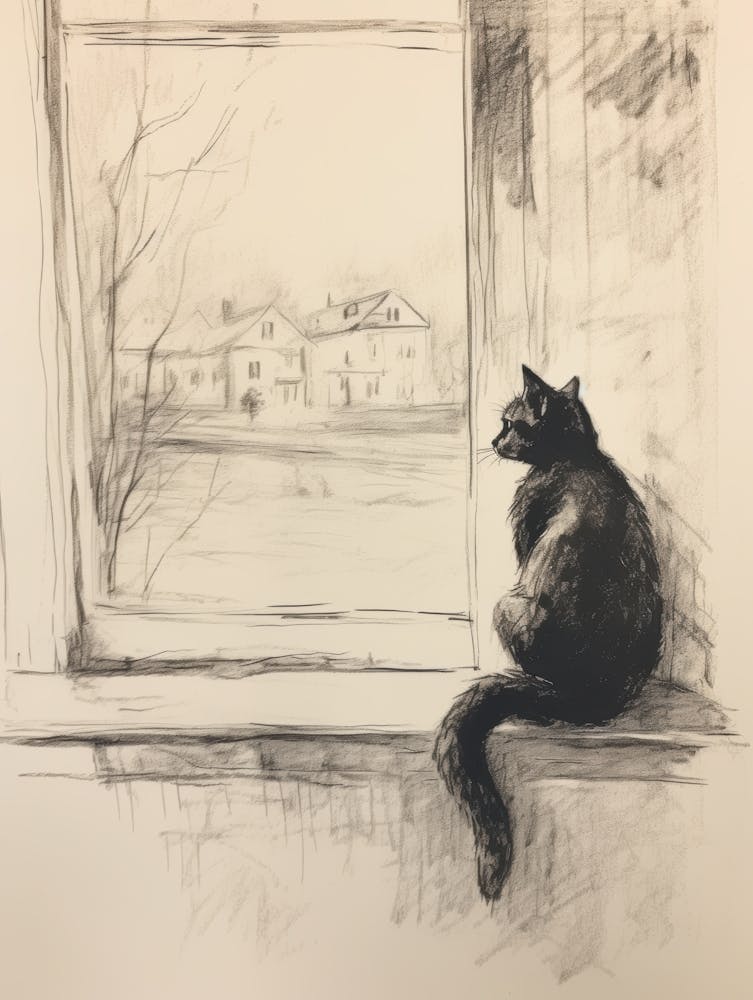 Cat Looking Out The Window 1