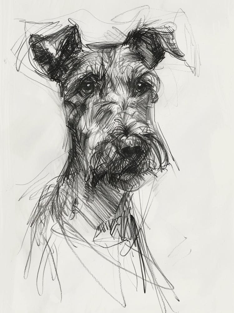 Irish Terrier Dog Charcoal Line 1