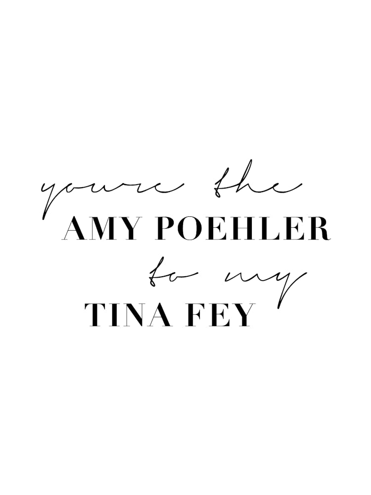 You Are The Amy Poehler To My Tina Fey
