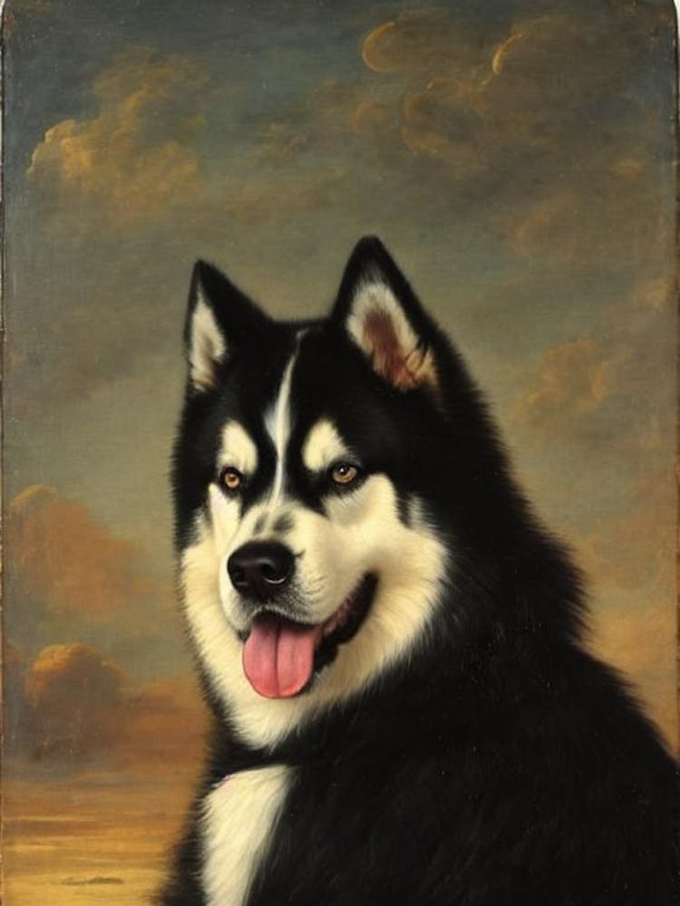 Siberian Husky Renaissance Portrait Oil Painting