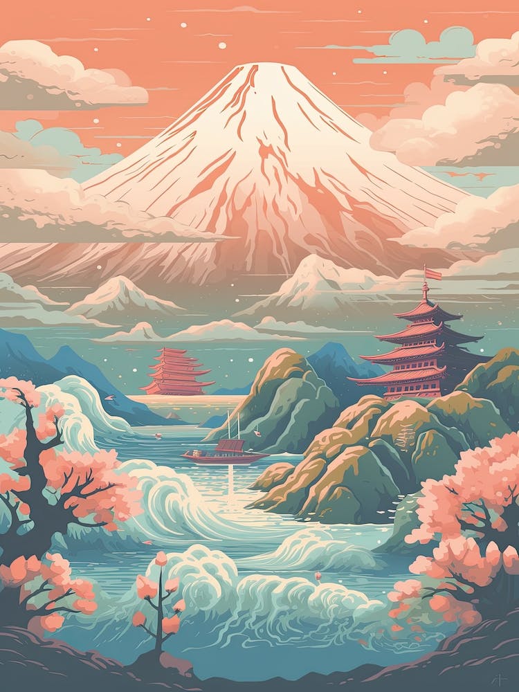 Mount Fuji Japan Travel Illustration 7