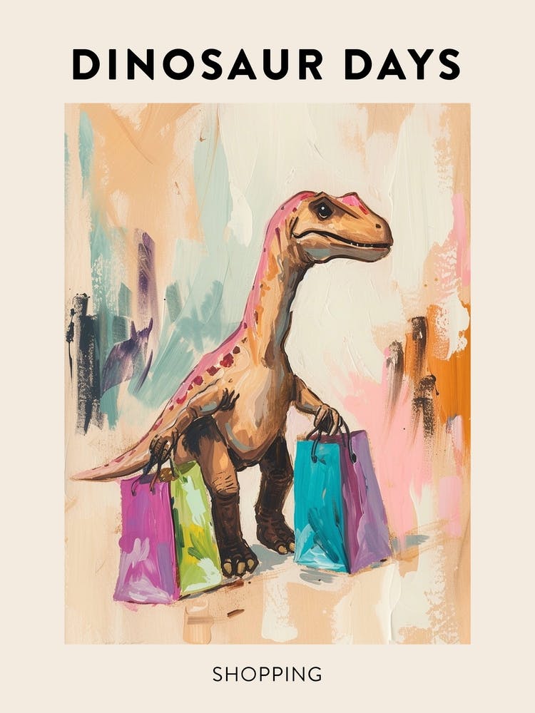 Shopping Dinosaur Poster