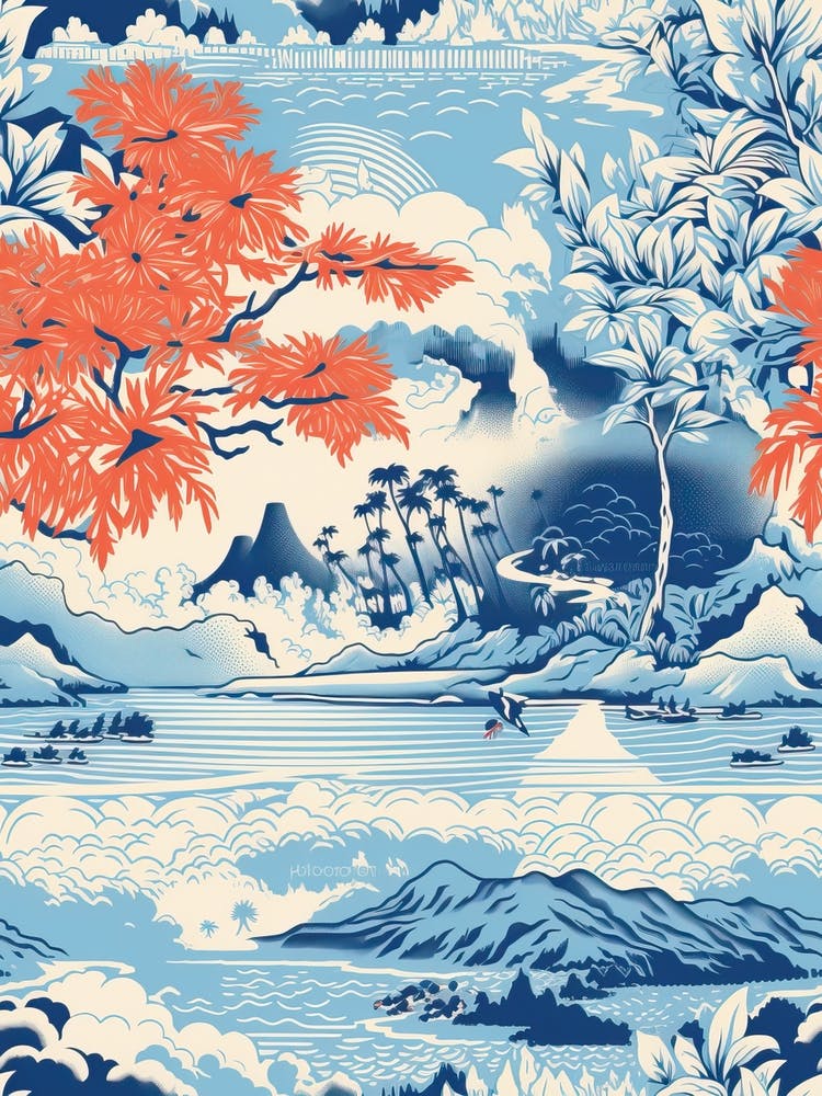 Maui Hawaii, California, Inspired Travel Pattern 2