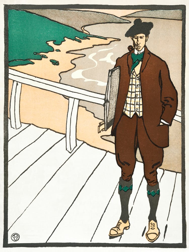 Man Smoking A Pipe (1899), Edward Penfield