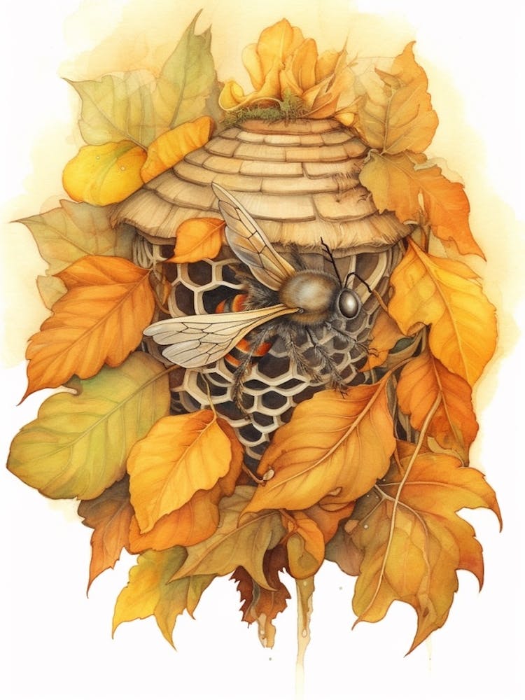 Beeswax Bee Beehive Watercolour Illustration 2