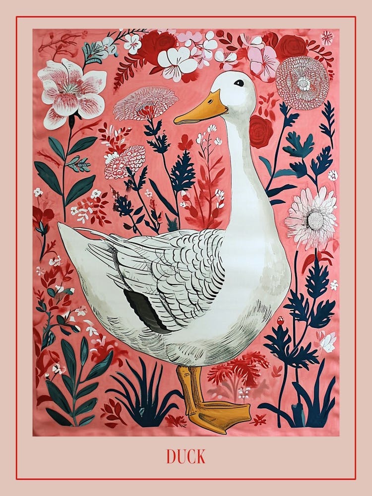 Floral Animal Painting Duck 3 Poster