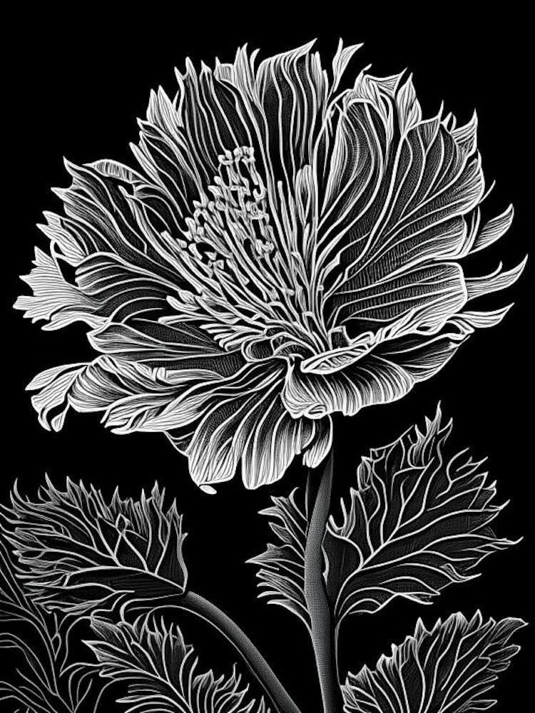 Calendula Leaf Linocut 5