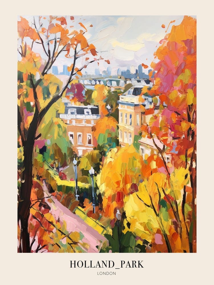 Autumn City Park Painting Holland Park London 3 Poster