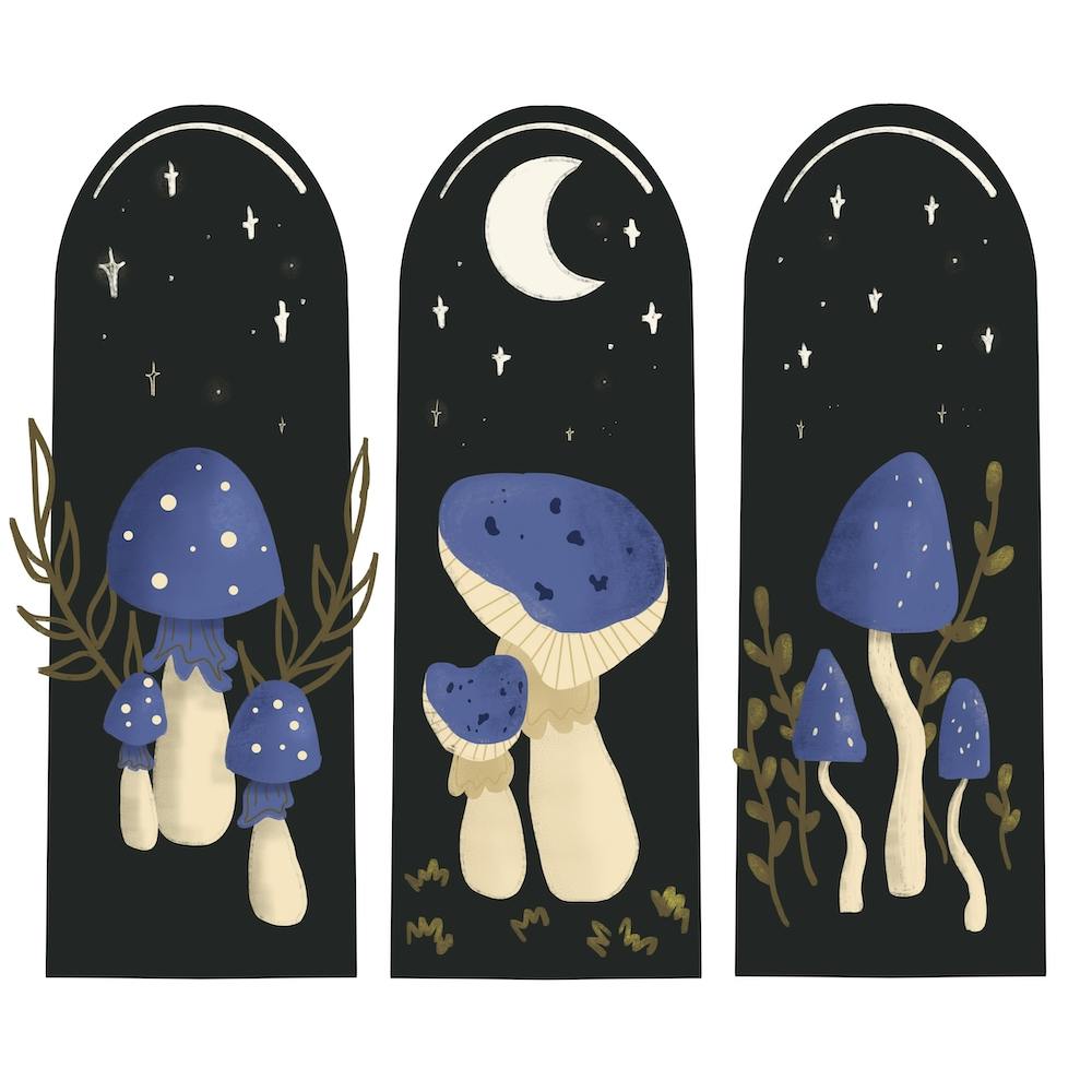 Champignons Bleus au Clair de Lune