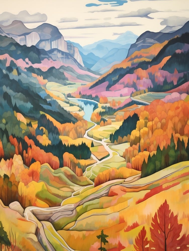 Autumn National Park Painting Berchtesgaden National Park Germany 4