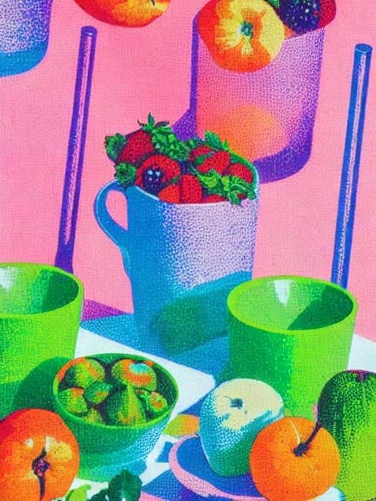 Breadfruit Risograph Retro Poster Fruit