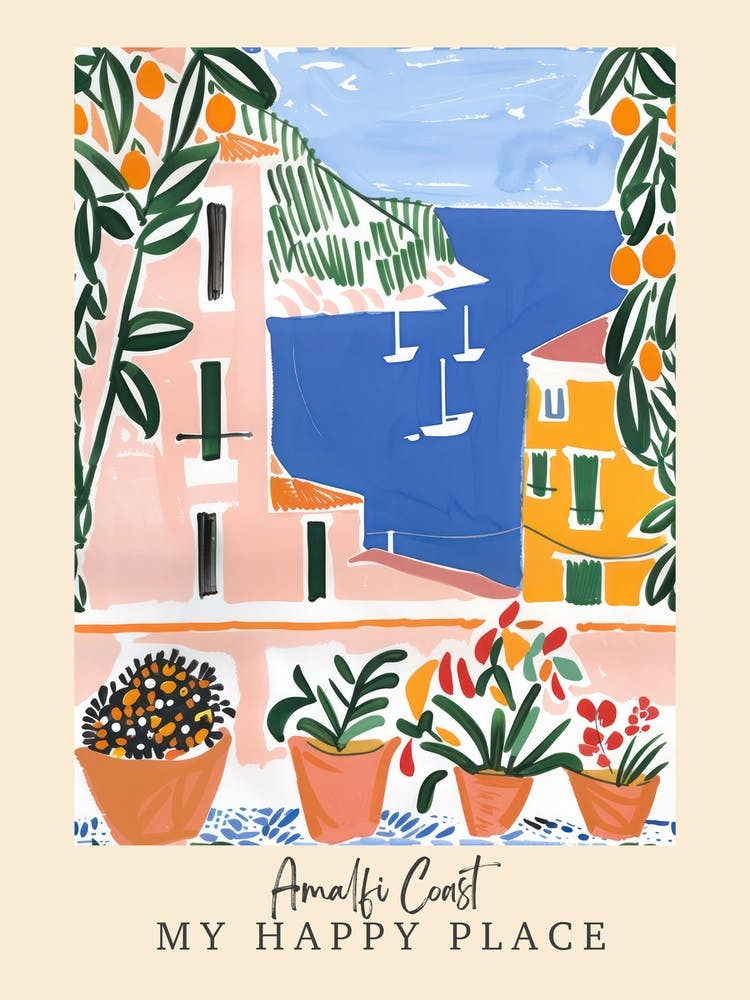 My Happy Place Amalfi Coast 4 Travel Poster