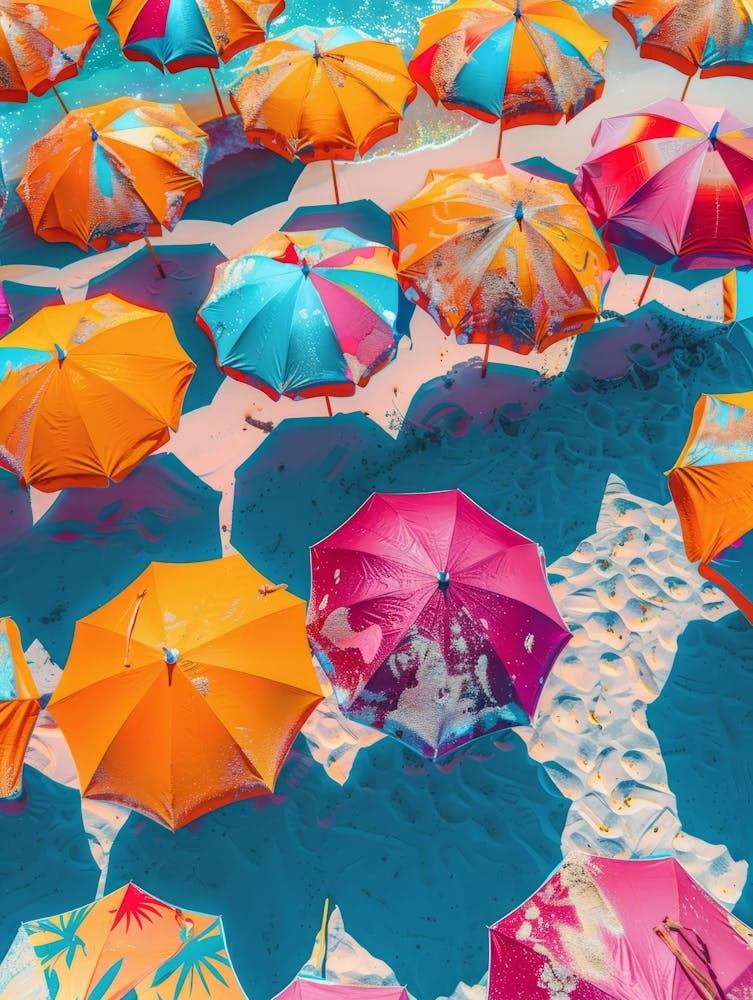 Colorful Umbrellas On The Beach