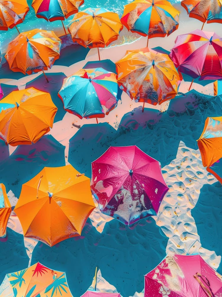 Colorful Umbrellas On The Beach