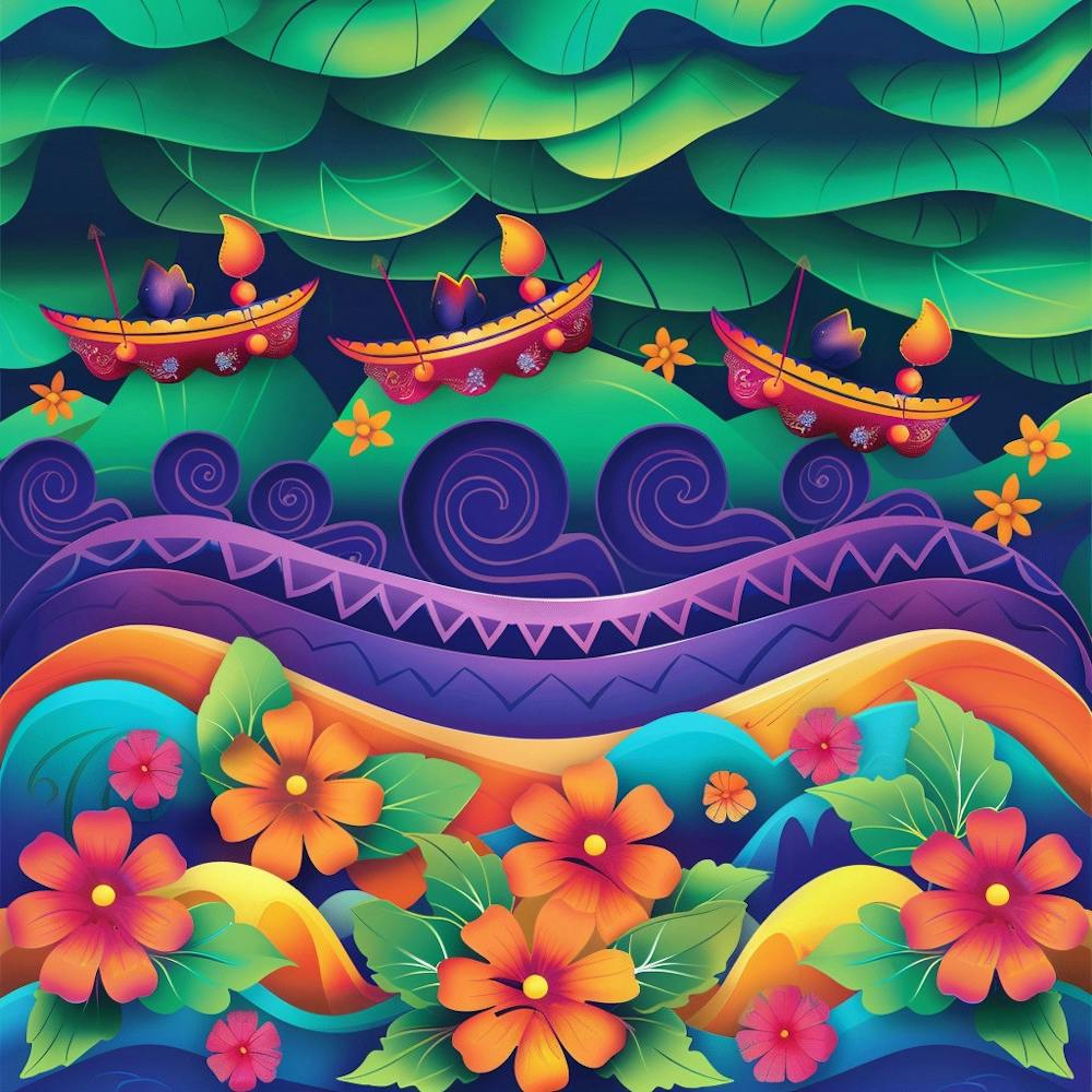 Onam Inspired Banner Texture With Floral Rangoli