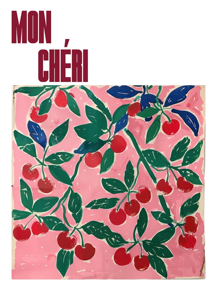 Mon Cheri Poster Summer Cherries Painting Matisse Style 5