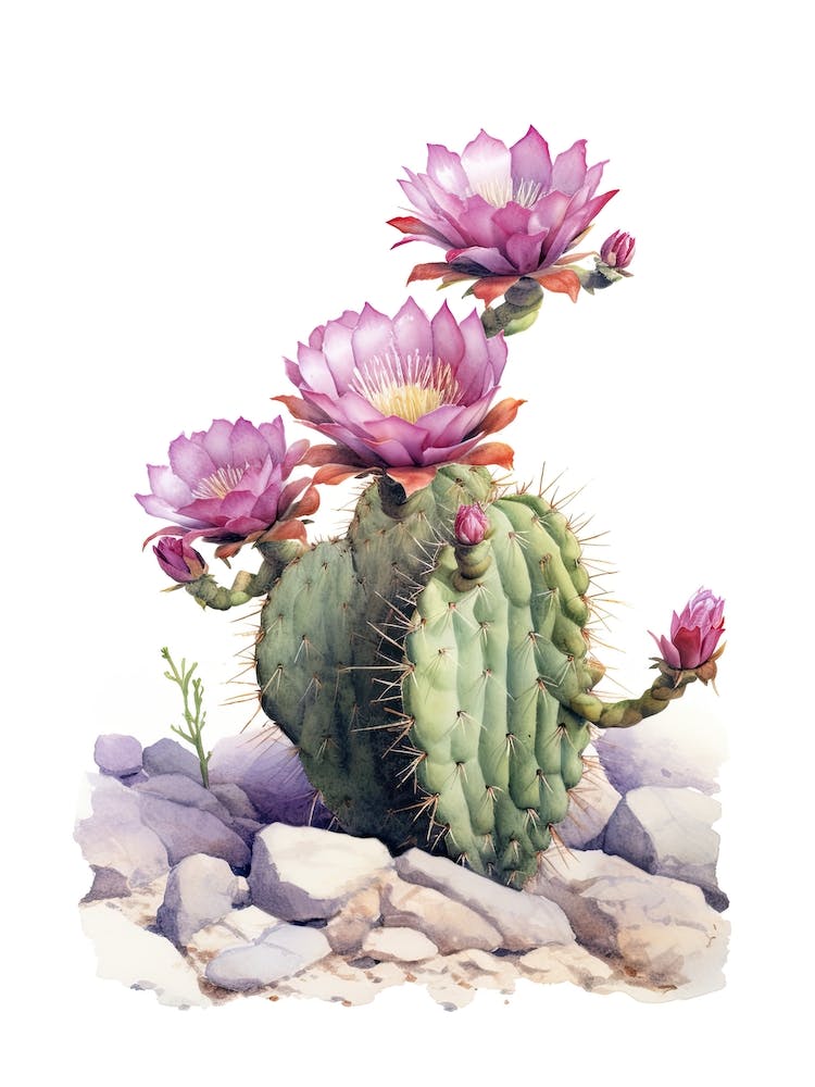 Melocactus Cactus Watercolour Drawing 3