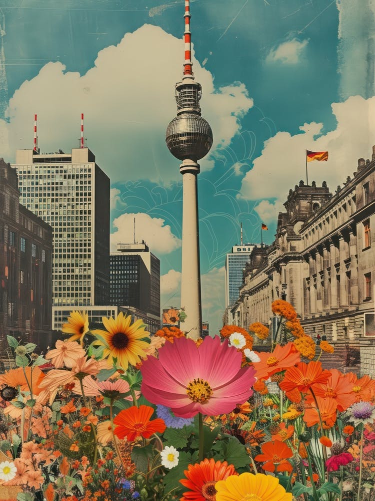 Berlin   Floral Retro Collage Style 1