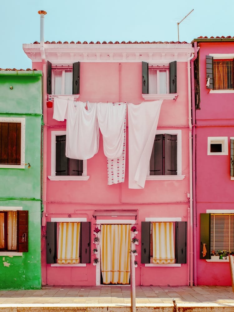 Pink Laundry Burano, Italy