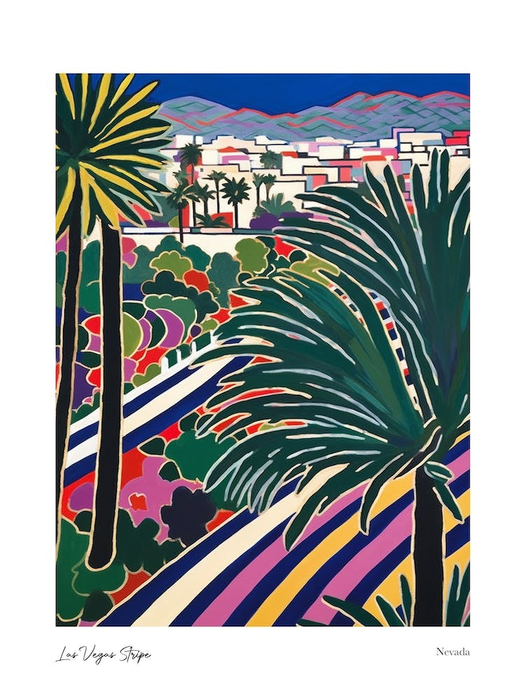 Las Vegas Stripe Nevada Matisse Style 2 Watercolour Travel Poster