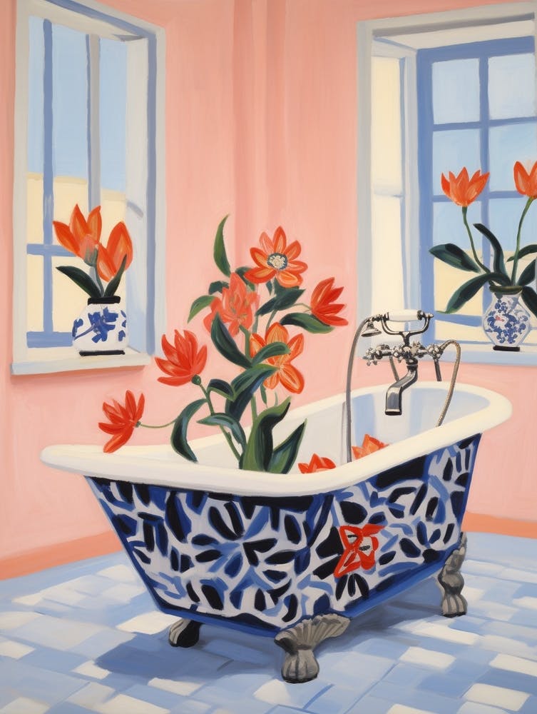 A Bathtube Full Of Bluebell In A Bathroom 2