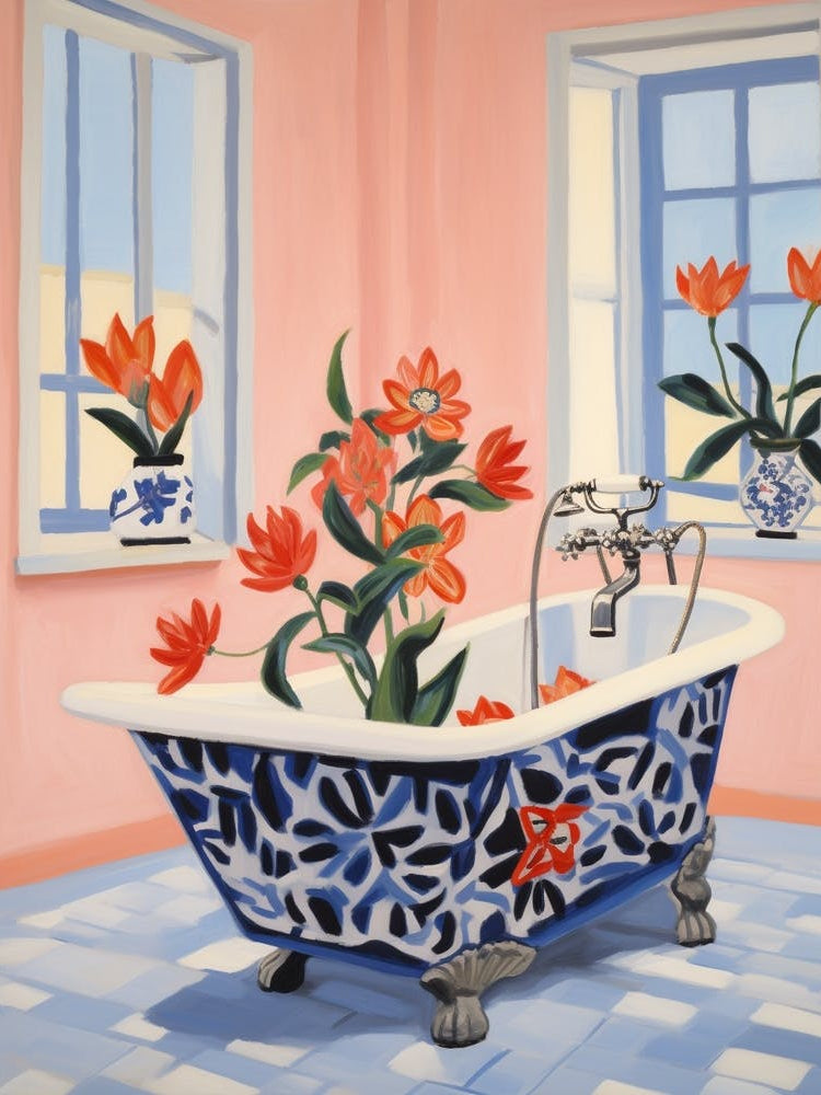 A Bathtube Full Of Bluebell In A Bathroom 2