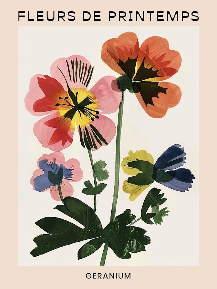 Spring Floral French Poster  Geranium 2