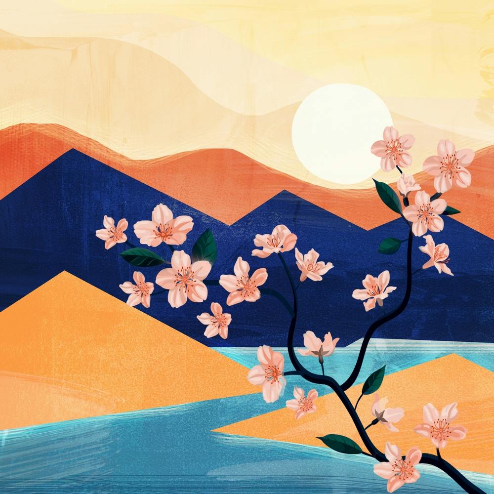 Warm Spring Sunshine Near The Flowing River