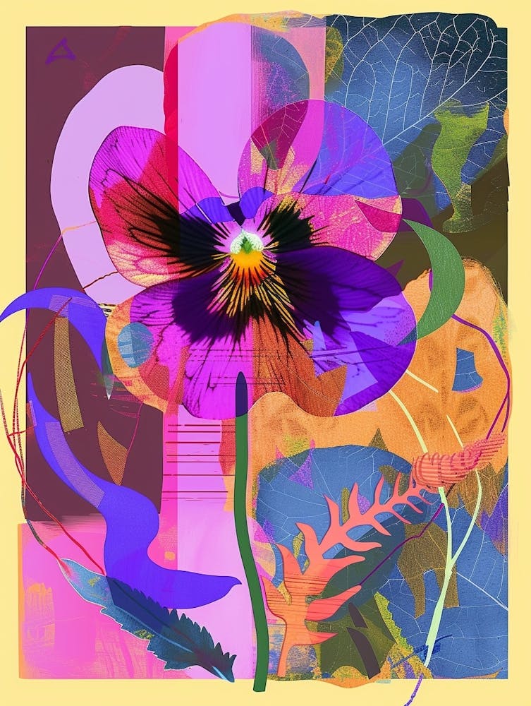 Pansy 2 Neon Flower Collage