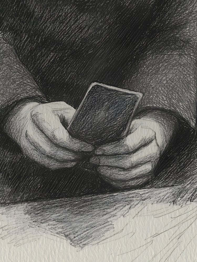 Dark Gothic Hand Holding A Cell Phone