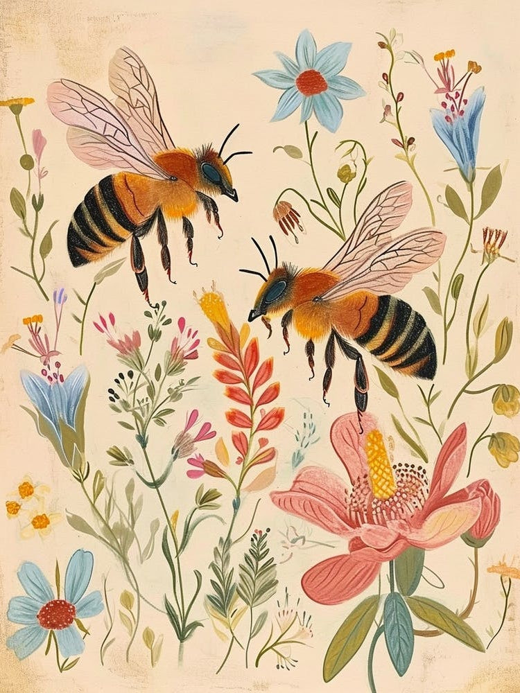 Folksy Floral Animal Drawing Bee 4