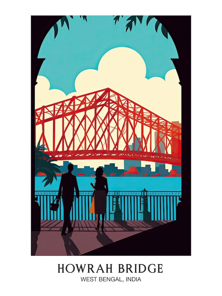 Howrah Bridge, West Bengal, India Colourful 4 Travel Poster