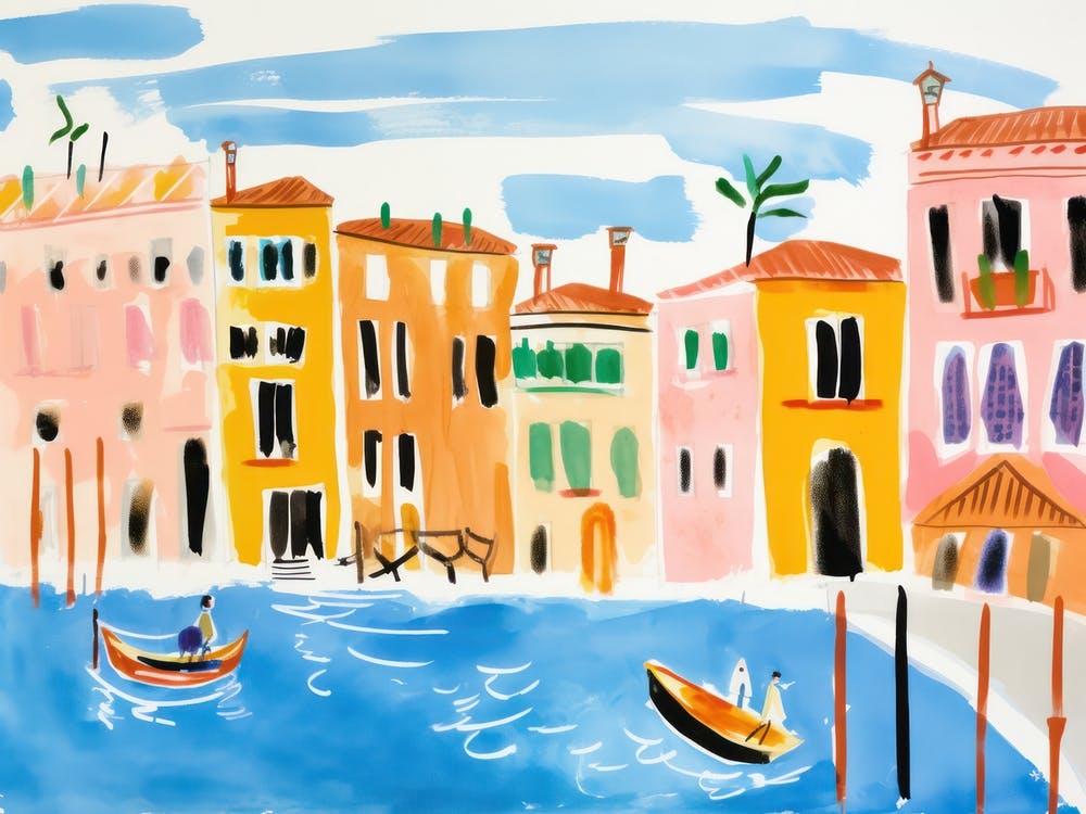 Venice Italy Cute Watercolour Illustration 4