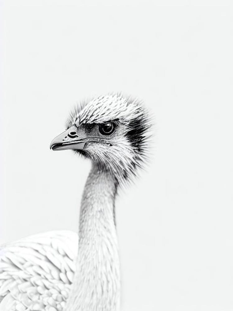 Emu B&W Pencil Drawing 2 Bird