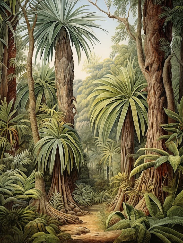 Illustration botanique de jungle vintage Pandanus 1
