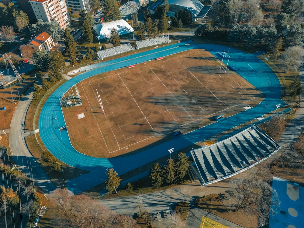 Aerial View Of A Football Stadium Print