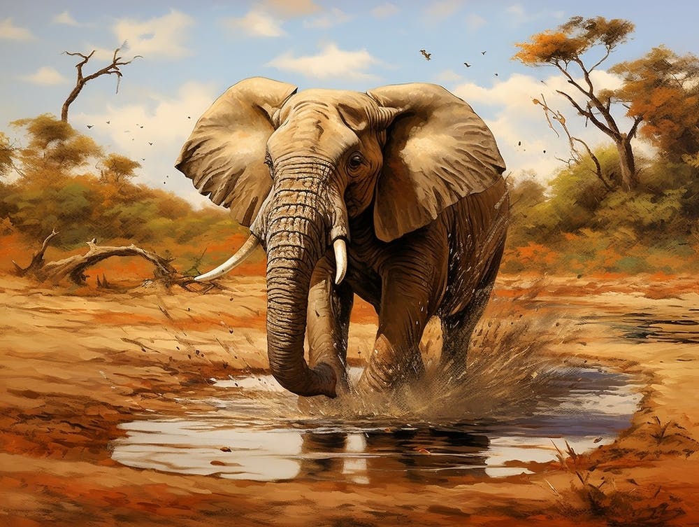 African Elephant In Water Realism3