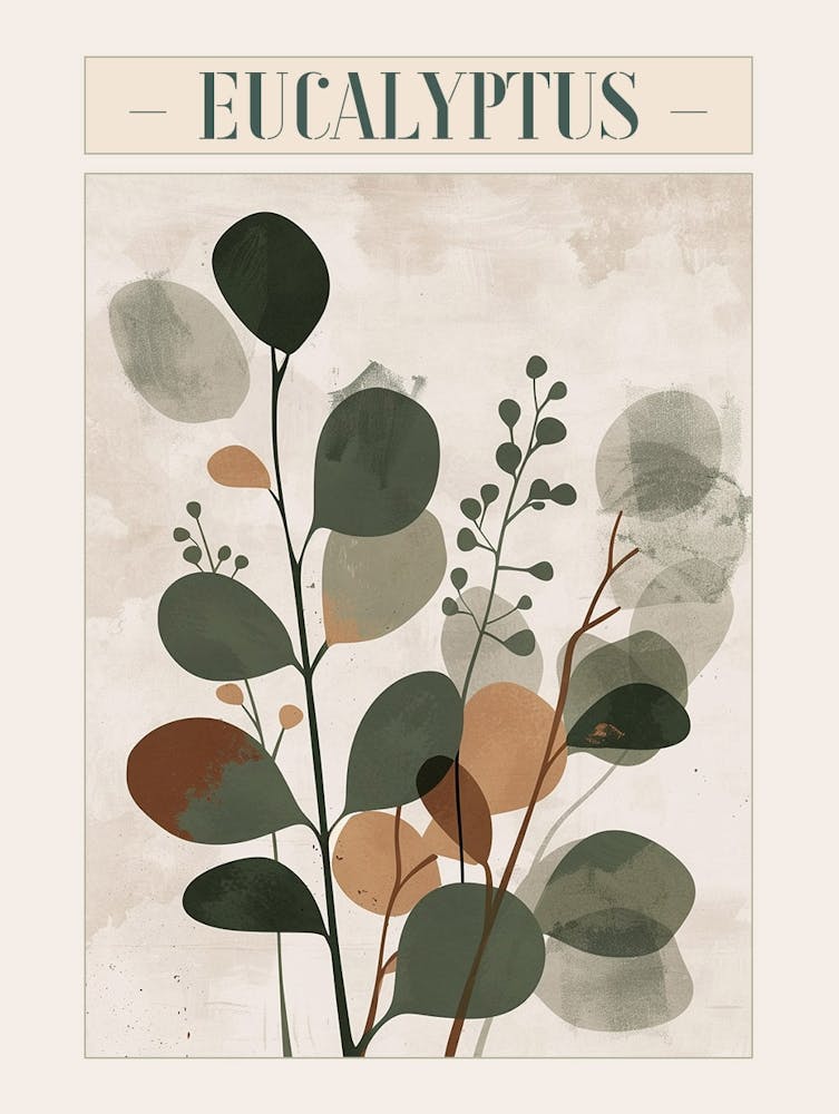 Eucalyptus Tree Minimal Japandi Illustration 4 Poster