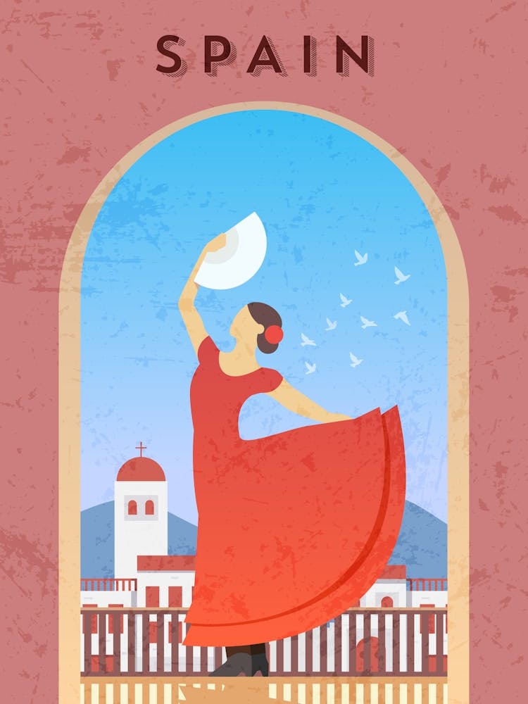 Spain — Retro travel minimalist poster